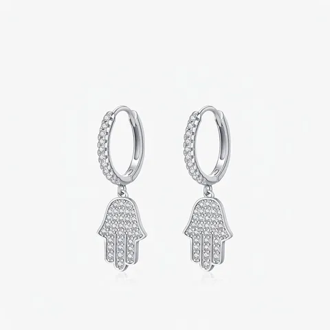 925 Sterlingsilber Hamsa Hand Creolen Für Damen Pave Zirkonia Hand Der Fatima Brisur Persönlichkeit Schmuck Geschenk