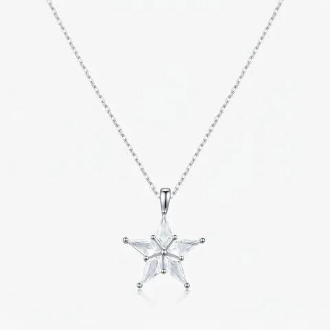 Collar con Colgante de Estrella de Plata de Ley 925 para Mujer Elegante Cadena de Clavícula con Strass Brillantes Joyería Regalo