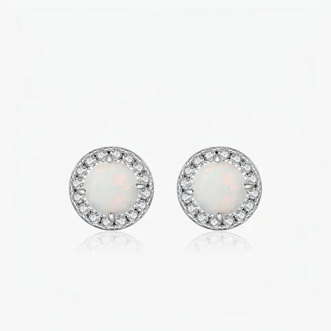 Französische Minimalistische S925 Sterlingsilber Künstliche Opal Ohrstecker Für Damen Luxus Strass Runde Halo Ohrringe