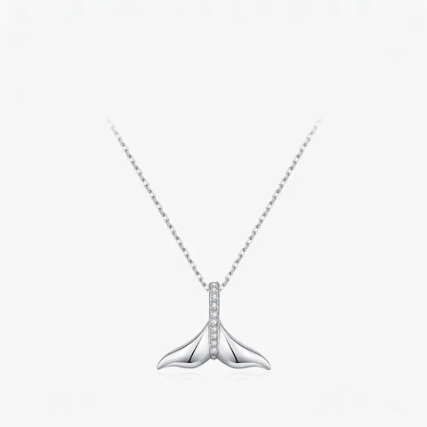 925 Sterlingsilber Meerjungfrauenflosse Anhänger Halskette Für Damen Elegant Minimalistisch Zirkonia Eingelegt Schlüsselbeinkette Schmuck