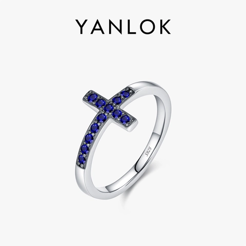 S925 Sterlingsilber Französischer Retro Blau Strass Kreuz Ring Für Damen Luxus Stapelbarer Fingerring Mode Schmuck Geschenk