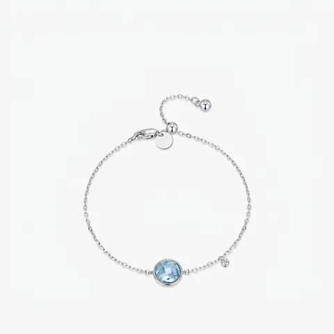 Bracciale in Argento Sterling 925 Zirconia Blu Chiaro per Donna Minimalista Geometrico Tondo Intarsiato Pietra Preziosa Regolabile Gioielli di Moda Regalo