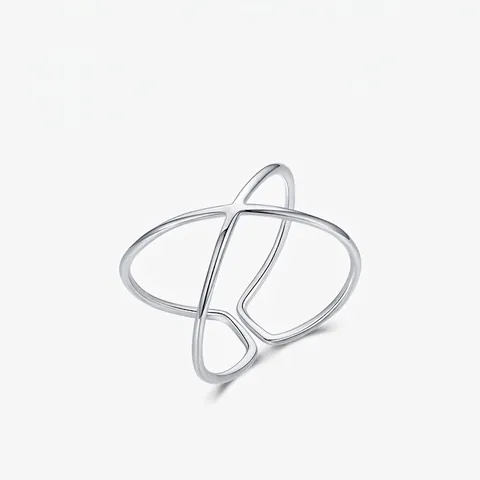 Minimalistischer 925 Sterlingsilber Ring Geometrische Überkreuzte Linie Verstellbarer Offener Fingerring Mode Schmuck Für Damen