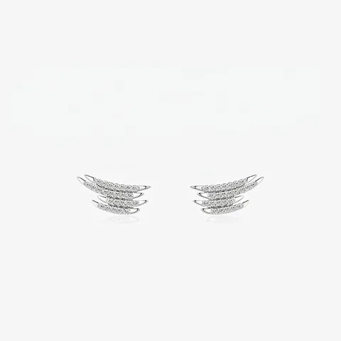 925 Sterlingsilber Flügel Kralle Ohrstecker Minimalistisch Leichter Luxus Pavé Weiße Strass Elegante Schmuck Für Damen