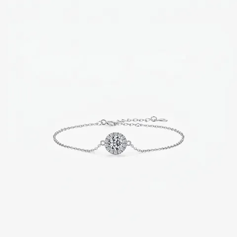 925 Sterlingsilber Halo Armband für Damen Zierliches Zirkonia Eingelegtes Verstellbares Kettenarmband Elegantes Schmuckgeschenk