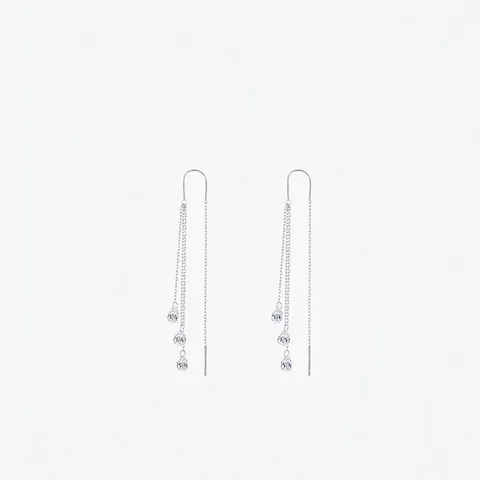 925 Sterling Silver Zirconia Ear Threader Earrings Minimalist Long Tassel Drop Water Drop Earrings For Women Jewelry