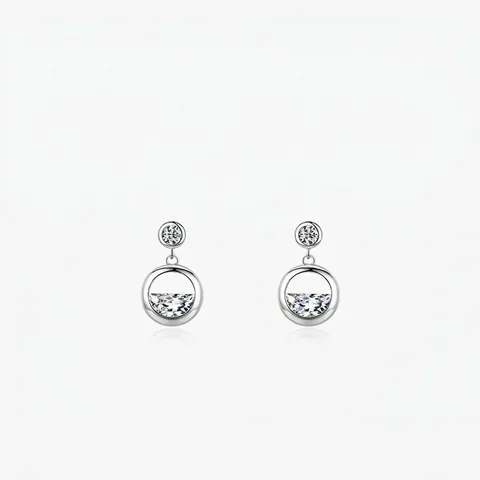 925 Sterlingsilber Runde Zirkonia Ohrstecker Für Damen Leichter Luxus Geometrischer Sichelkreis Eingelegte Ohrringe Modeschmuck