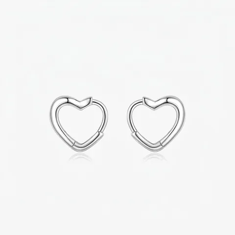 Orecchini a Cerchio a Cuore in Argento Sterling 925 per Donna Minimalisti Lucidati a Forma di Cuore Gioielli Semplici