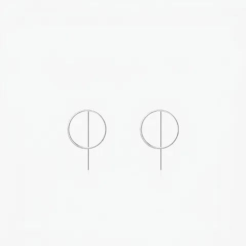 Orecchini a Bottone in Argento Sterling 925 Minimalisti Geometrici a Cerchio e Linea Per Donna Semplici Gioielli di Moda Lucidi Regalo