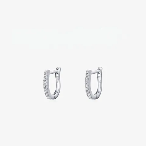 925 Argento Sterling Strass Fibbia per Orecchio a Forma di U per Donna Orecchini a Cerchio Piccoli Geometrici Gioielli Regalo