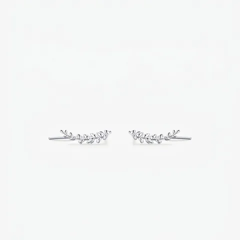 925 Sterling Zilver Blad Ear Climber Oorbellen Minimalistisch Tarwe-aar Ontwerp Hypoallergene Mode Sieraden Voor Dames