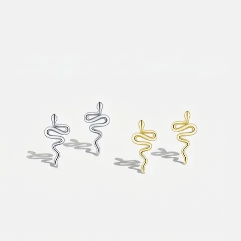 Orecchini a Bottone a Forma di Serpente in Argento Sterling 925 per Donna Minimalisti Lucidati Gioielli di Moda Oro Argento