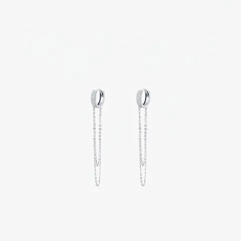 Elegant 925 Sterling Silver Micro Pave Zirconia Long Tassel Earrings For Women Korean Fashion Minimalist Jewelry Gift