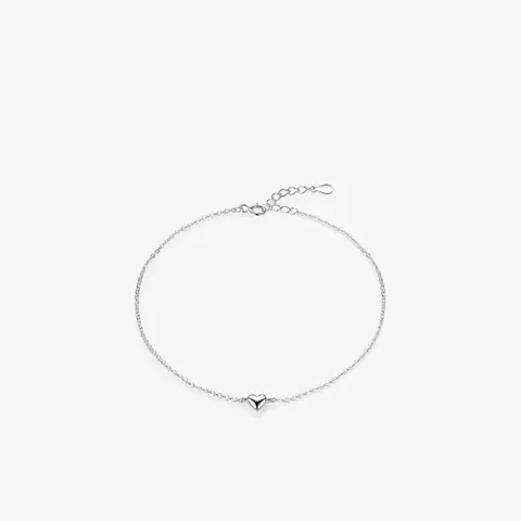 S925 Sterlingsilber Minimalistisch Herz Anhänger Armband Für Damen Poliertes Herz Verstellbare Gliederkette Schmuck Accessoire