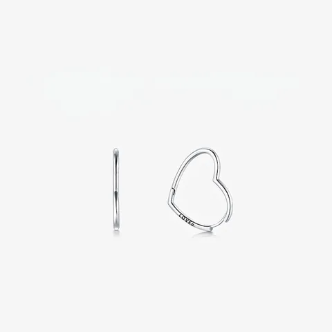 925 Sterling Silber Herz Creolen LOVE Gravur Elegant Süß Platiniert Poliert Hypoallergen Ohrbuckle Für Damen Schmuck