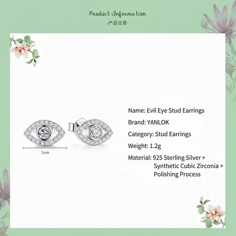 925 Sterlingsilber Böser Blick Ohrstecker Für Damen Luxuriös Eingelegte Zirkonia Glücksauge Ohrringe Mode Schmuck Geschenk