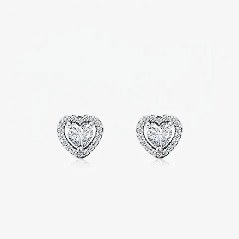 Orecchini a Bottone a Cuore in Argento Sterling 925 per Donna Lussuosi Orecchini Amore con Halo di Zirconia Gioielli di Moda Scintillanti