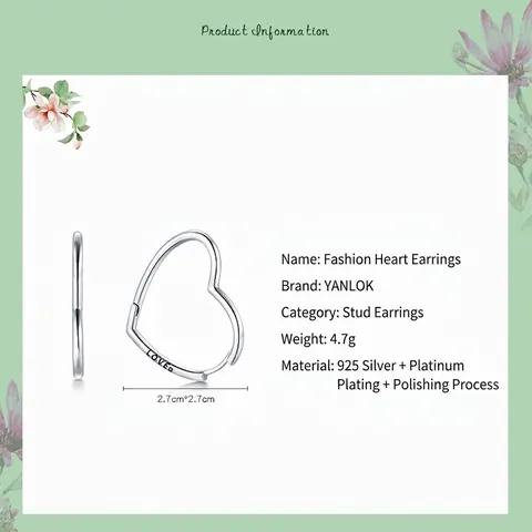 925 Sterling Silber Herz Creolen LOVE Gravur Elegant Süß Platiniert Poliert Hypoallergen Ohrbuckle Für Damen Schmuck