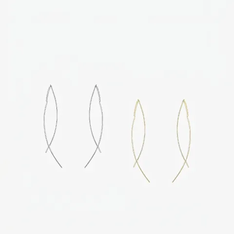 Orecchini a Filo Minimalisti in Argento Sterling S925 Con Doppia Linea ad Arco per Donna Eleganti Gioielli Pendenti Geometrici