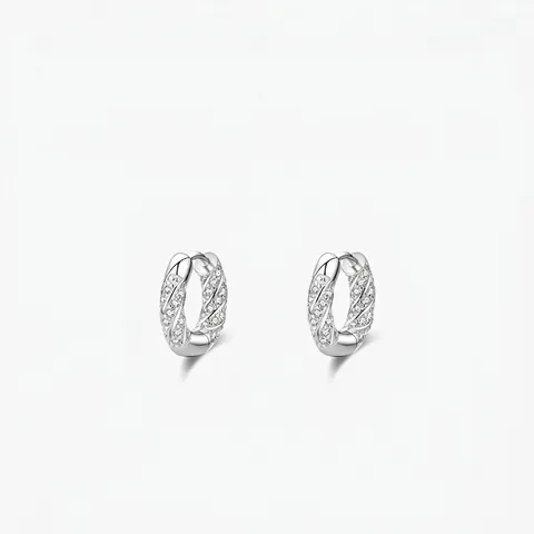 Orecchini a Cerchio Intrecciati in Argento Sterling 925 Con Micro Pavé di Zirconia per Donna Gioielli Geometrici Minimalisti
