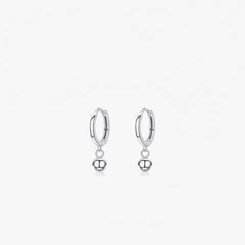 Pendientes de Aro con Cuenta Redonda de Plata de Ley 925 para Mujer Pendientes Minimalistas de Plata Pulida Joyería