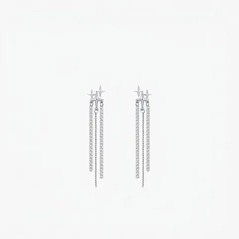 925 Sterlingsilber Ohrstecker-Stift Zirkonia Sternen Quaste Hängeohrringe Glänzend Lange Drop Schmuck Für Damen Party Elegant Schicker Stil