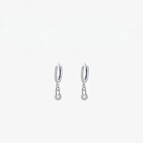 Orecchini a Cerchio Spilla da Balia in Argento Sterling 925 per Donna Pavé di Strass Gioielli Pendenti Moda Elegante Accessori