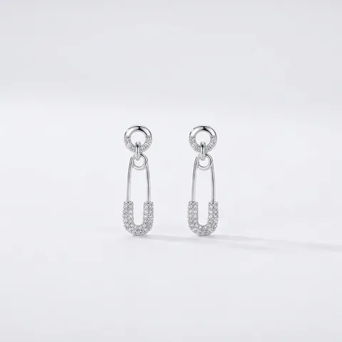 Pendientes de Botón de Alfiler de Gancho de Plata de Ley 925 para Mujer Diamante de Imitación Pendientes de Piercing de Moda Creativos Joyería