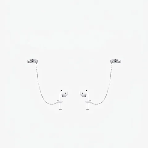 925 Sterlingsilber Anti-Verlust Ohrringkette Mit Strass Ohrmanschette Für Kabellose Kopfhörer Damen Mode Schmuck Zubehör