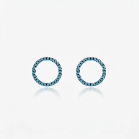Pendientes de Botón de Plata de Ley S925 Redondos de Turquesa Minimalistas Geométricos Azul Verde Joyería con Incrustaciones Regalo Mujer