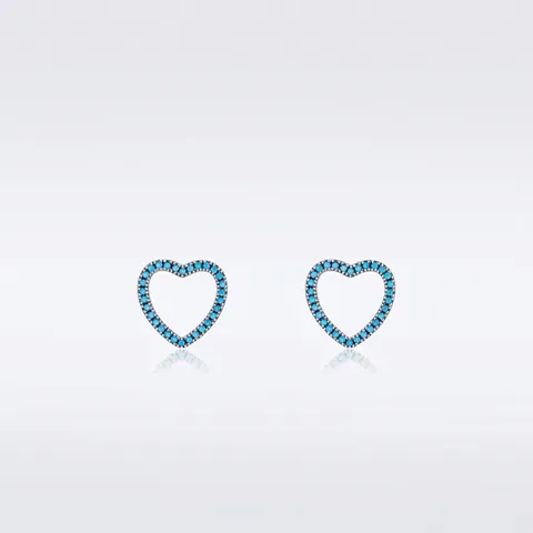 S925 Sterlingsilber Herz Ohrstecker Für Damen Elegant Besetzt Türkis Edelstein Minimalistisch Romantisch Mode Schmuck