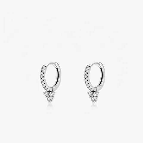 925 Sterling Silver Geometric Hoop Earrings For Women Micro Inlaid Zirconia Light Luxury Minimalist Fashion Jewelry Small Ear Buckles