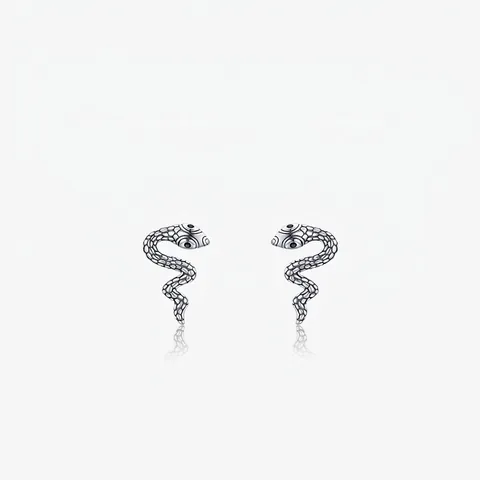 Boucles d'Oreilles Puces Serpent en Argent Sterling S925 Vintage pour Femmes Oeil Strass Forme Animale Bijoux de Mode