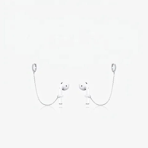 925 Sterling Silver Anti-Lost Wireless Earphone Chain Earrings With Zirconia Inlay Minimalist Tassel Ear Jewelry For Women