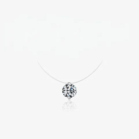 925 Sterlingsilber Zirkonia Anhänger Unsichtbare Halskette Für Damen Transparente Angelschnur Schlüsselbeinkette Schmuck Geschenk