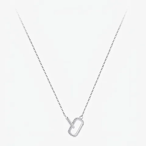 Minimalistische 925 Sterlingsilber Ineinandergreifende Doppelte Rechteck Anhänger Halskette Mikro Pavé Zirkonia Schlüsselbeinkette Damen