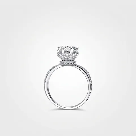 Luxury 925 Sterling Silver Crown Ring For Women Fashion Rhinestone Inlaid Engagement Wedding Ring Commuter Jewelry