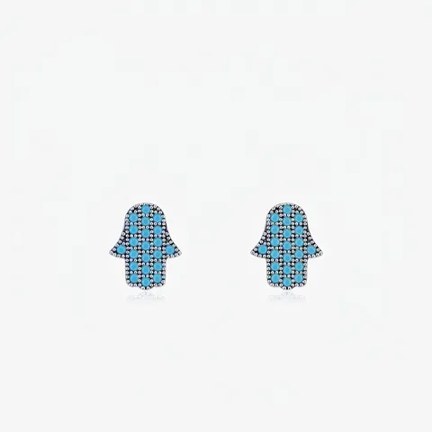 S925 Sterling Silber Hamsa Hand Ohrstecker Blau Zirkonia Boho Ethnischen Stil Mode Schmuck Zubehör Für Damen