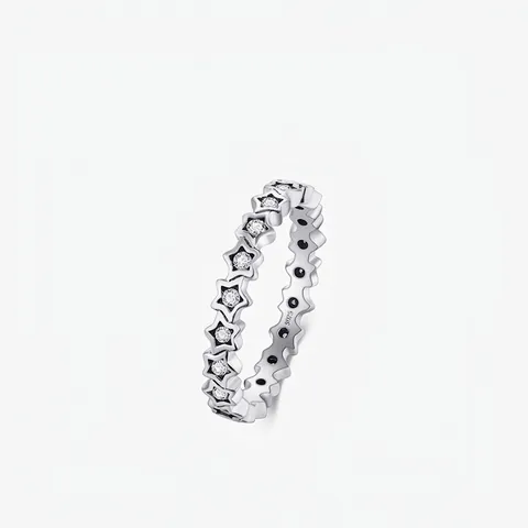 925 Sterling Silver Star Ring For Women Minimalist Dainty Pave Rhinestone Finger Ring Stackable Niche Design Fashion Jewelry