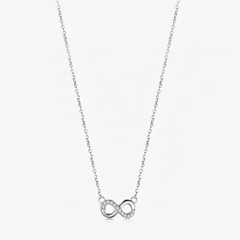 Collana con Pendente Infinito in Argento Sterling 925 per Donna Pavé di Zirconia Gioielli di Moda Minimalisti Elegante Catena a Croce Regalo