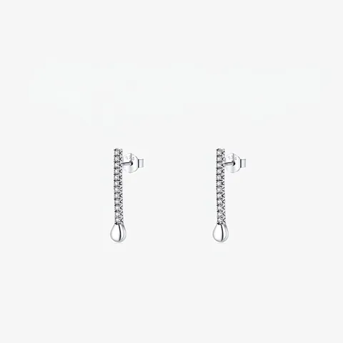 Orecchini a Bottone in Argento Sterling 925 per Donna Eleganti Geometrici Micro Pavé Strass Goccia d'Acqua Gioielli Regalo