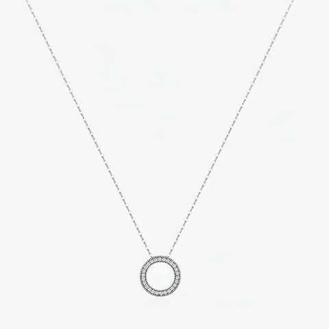 Collana con Ciondolo Rotondo in Argento Sterling 925 per Donna Zirconia Pavé Design Cuore Cavo Gioielli Minimalisti Regalo