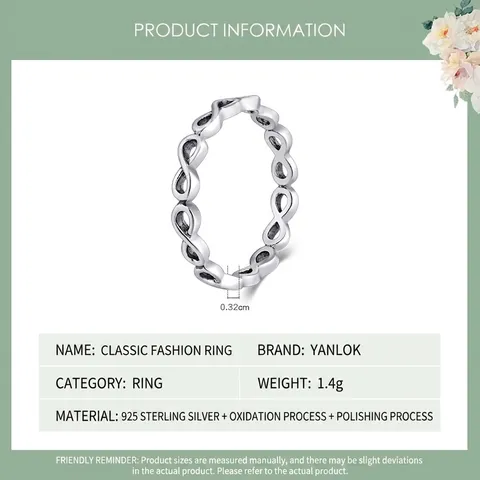 Minimalist 925 Sterling Silver Infinity Ring For Women Polished Oxidized Hollow Continuous Infinity Band Fashion Jewelry
