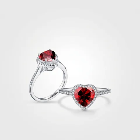925 Sterling Silver Heart Shaped Red Zirconia Ring For Women Luxury Micro Inlaid Crystal Anniversary Fashion Jewelry Gift
