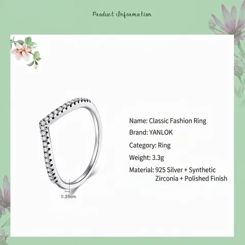 925 Sterlingsilber V-Form Ring Für Damen Minimalistische Perlen Strass Stapelbar Geometrisch Band Mode Schmuck Fingerring