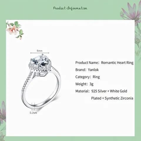 925 Sterling Silver Heart Zirconia Ring For Women Luxury Halo Pave Inlaid Engagement Wedding Jewelry Fashion Birthday Gift