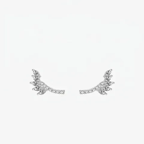 925 Sterling Silber Blatt Ohrstecker Marquise-Schliff Strass Flügel Minimalistisch Elegant Mode Schmuck Für Damen