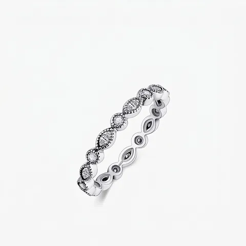 Vintage Δαχτυλίδι από Ασήμι 925 Γεμάτο Στρας Micro Pave Eternity Ring Στοιβαζόμενο Λεπτό Δαχτυλίδι για Γυναικεία Κοσμήματα Δώρο