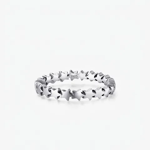 Anello Stella in Argento Sterling S925 per Donna Minimalista Pentagramma Continuo Impilabile Anello da Dito Gioielli Moda Dolce