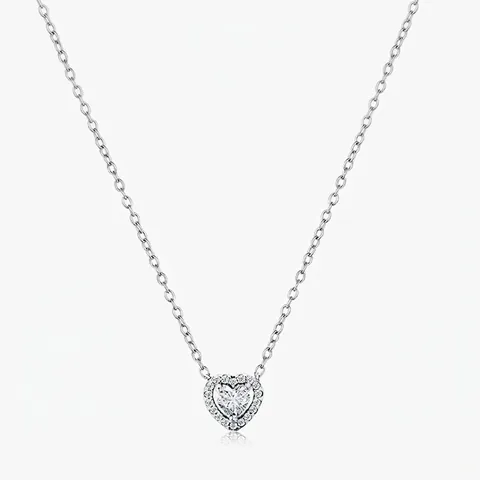 S925 Sterlingsilber Herz Anhänger Halskette Für Damen Glänzend Zirkonia Eingelegt Minimalistisch Elegant Schmuck Geschenk